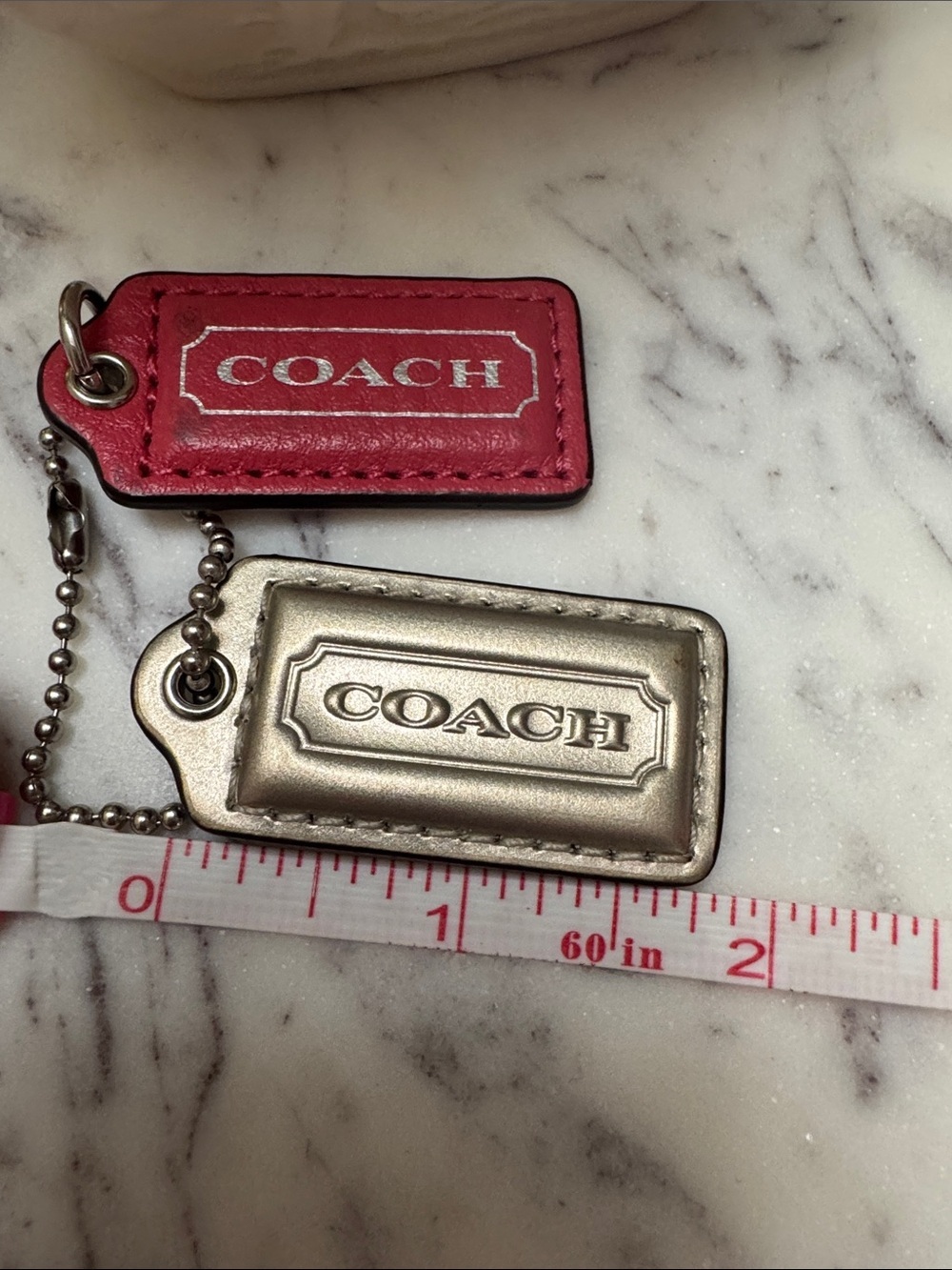 COACH Pink and Metallic Double Tag Keychain - Picture 3 of 3